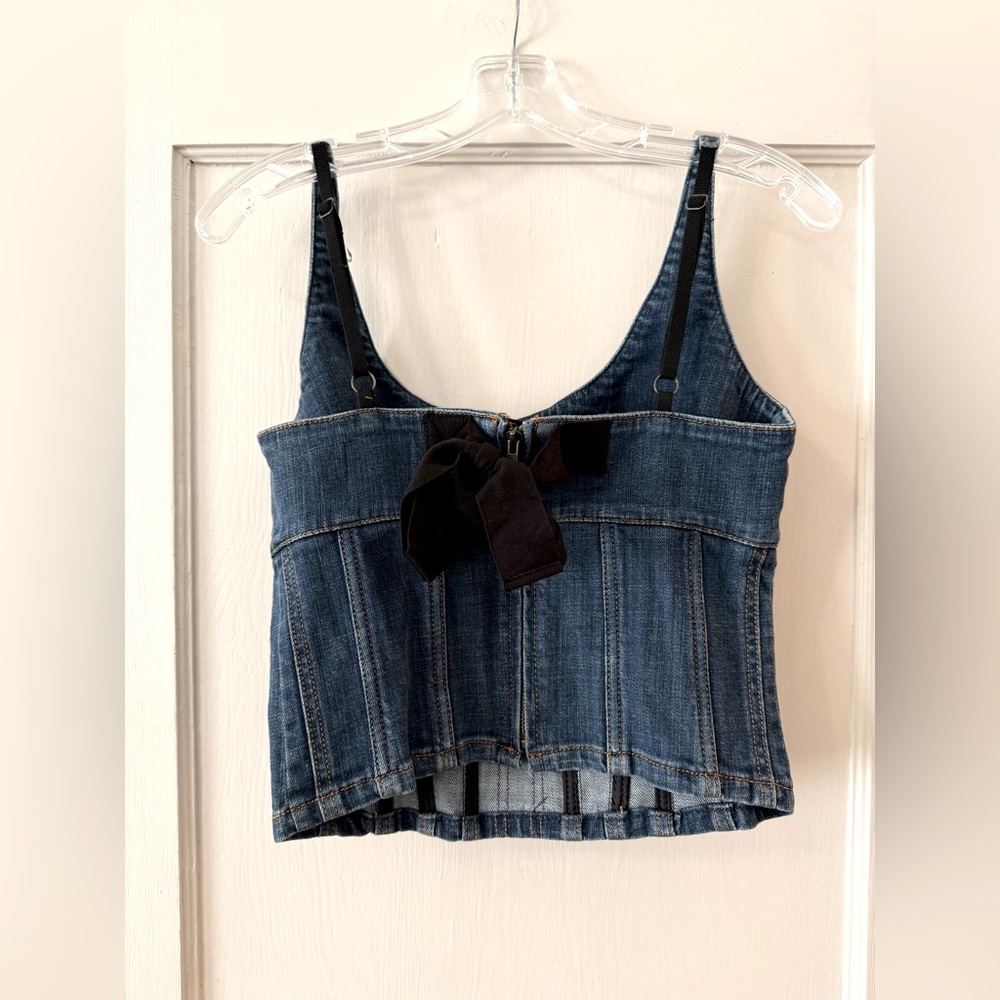 Anthropologie | Maeve Dark Blue Denim Corset Top - Sz 6 - Picture 6 of 8